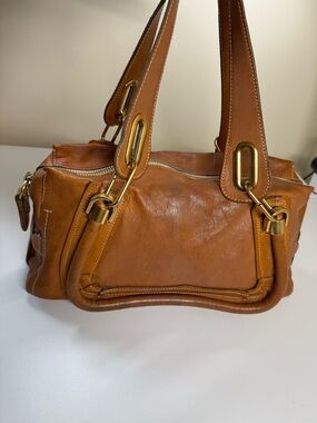 Chloe Paraty Small Tan Leather Shoulder Bag with Gold Hardware w/COA